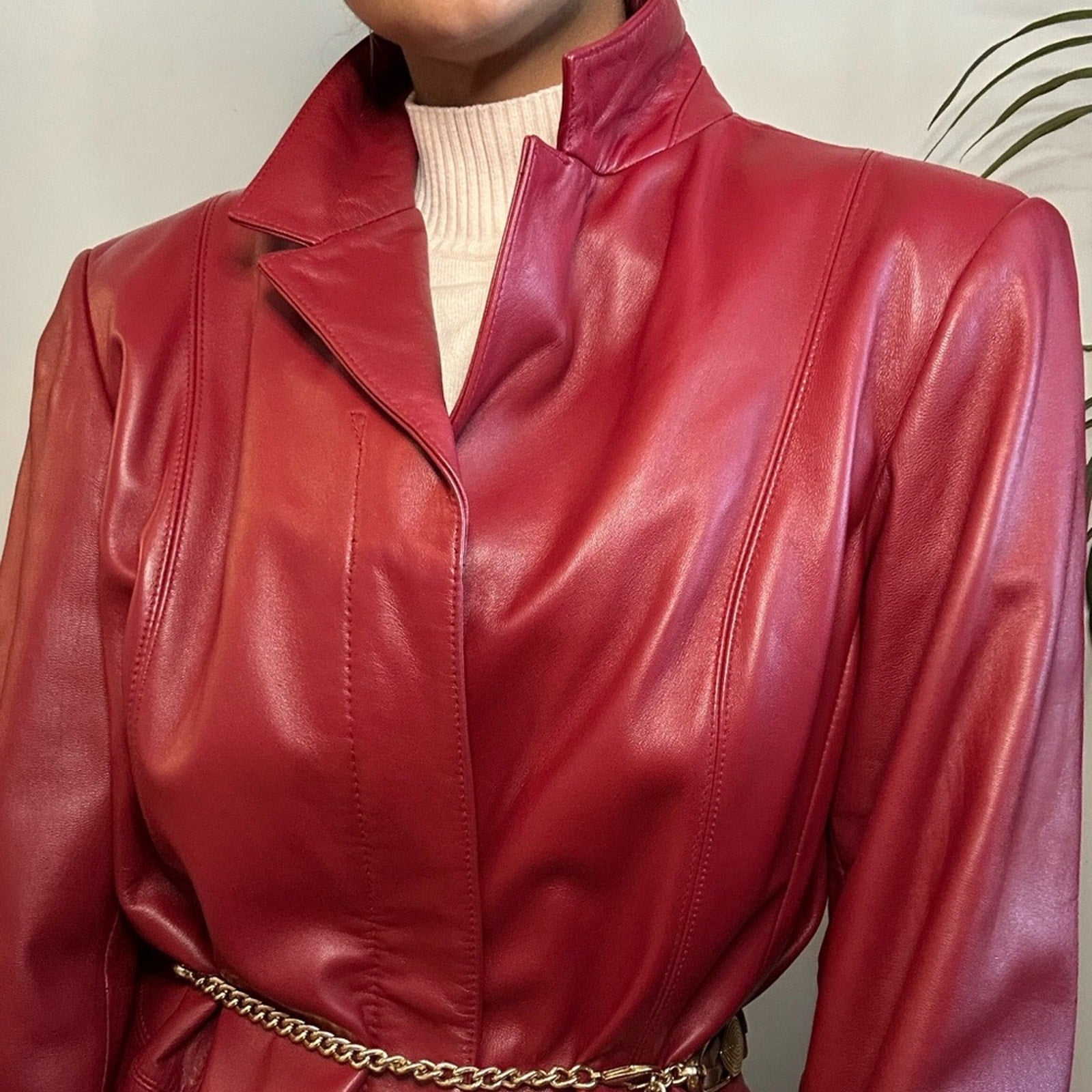 Preston & York red Leather 90s jacket lambskin Medium