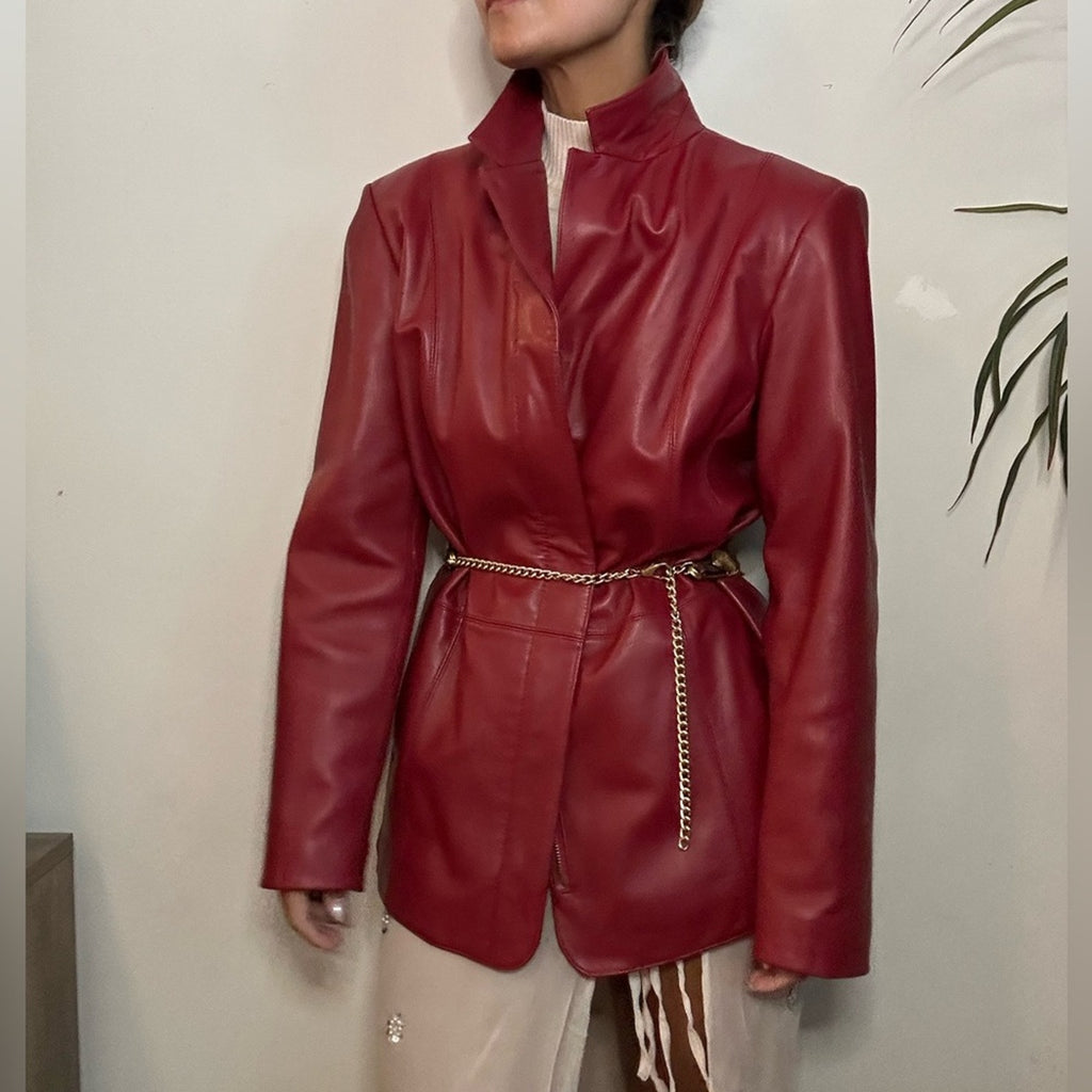 Preston & York red Leather 90s jacket lambskin Medium