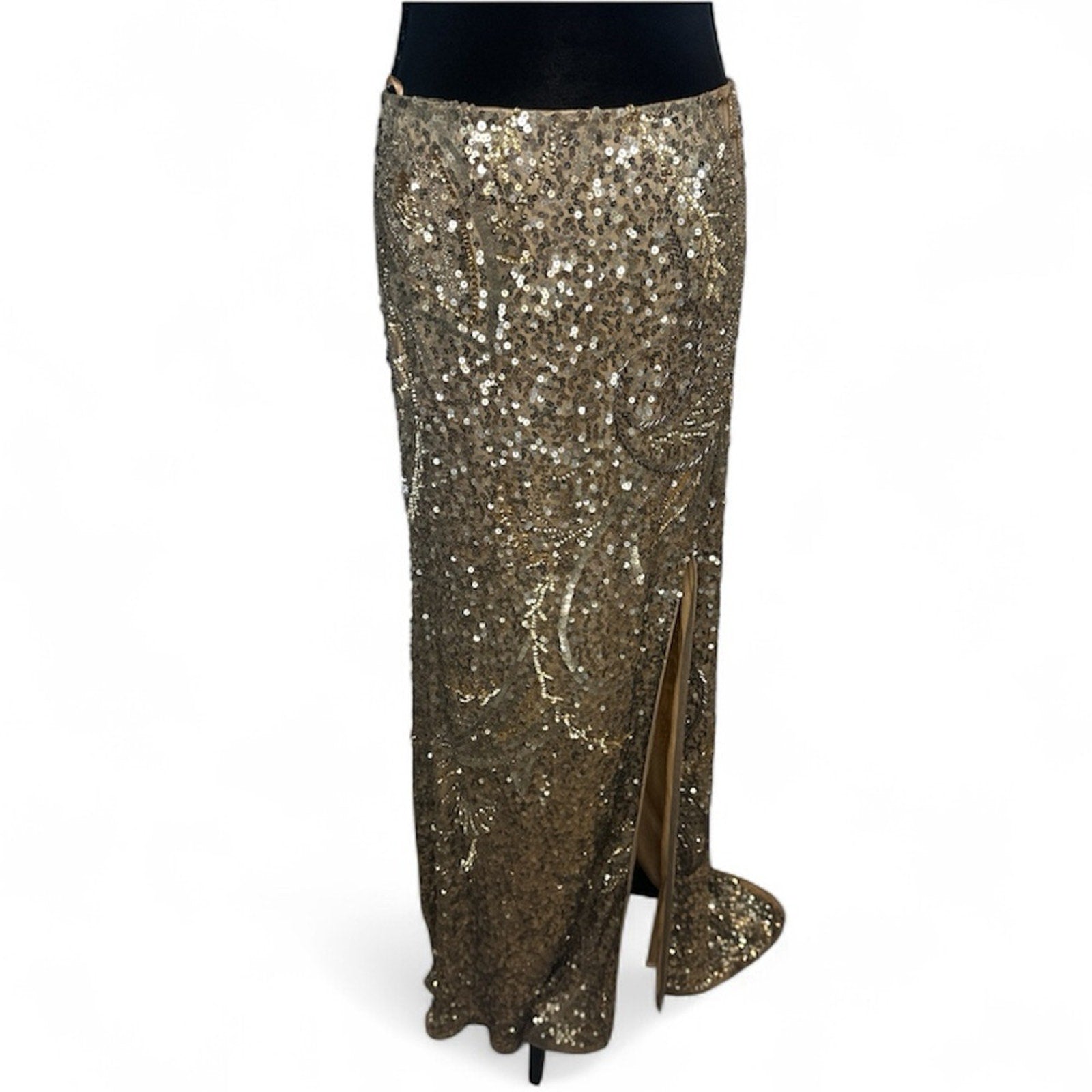 Vintage Scala sequin beaded maxi skirt evening dress size 2