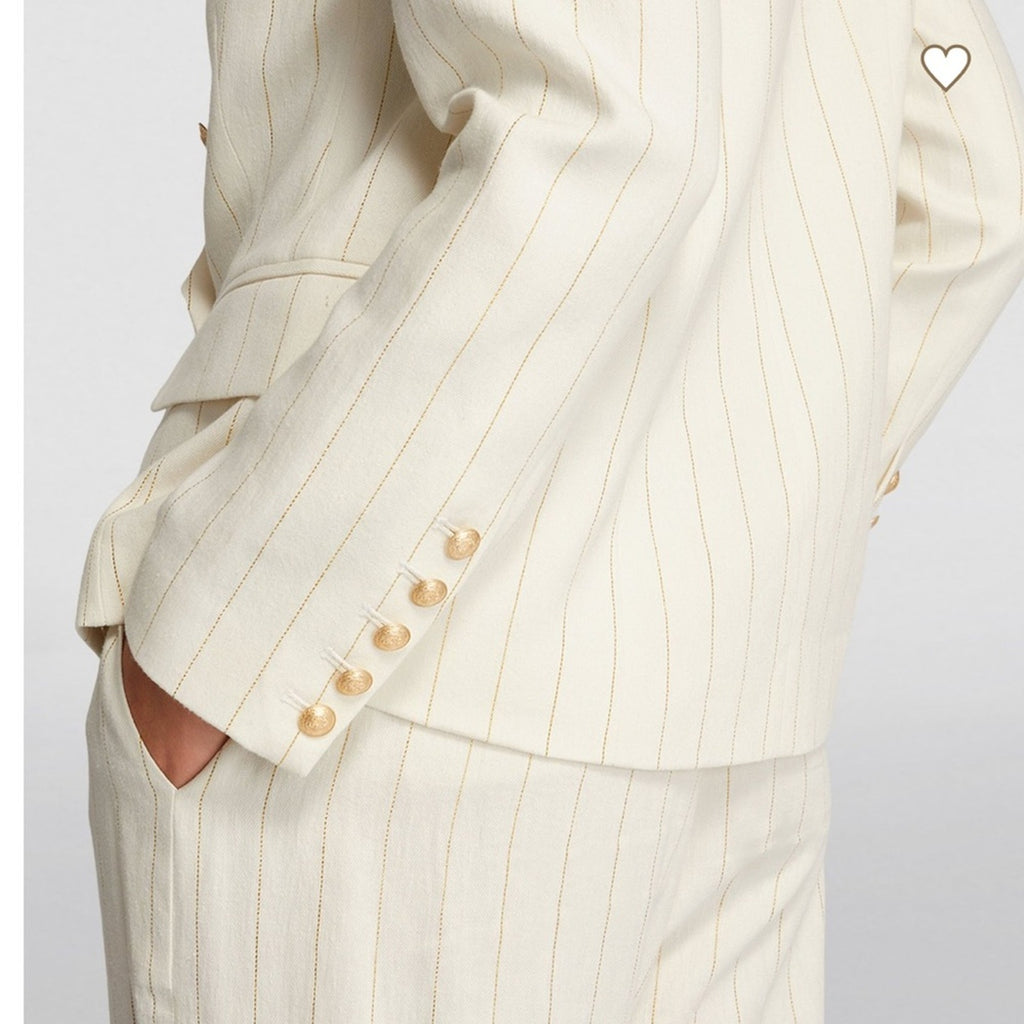 L’AGENCE Kenzie striped Blazer and Pilar striped pants LINEN SUIT set S, XS