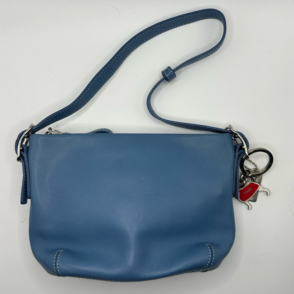 Vintage Y2K 90s Coach mini shoulder bag baby blue leather with charm