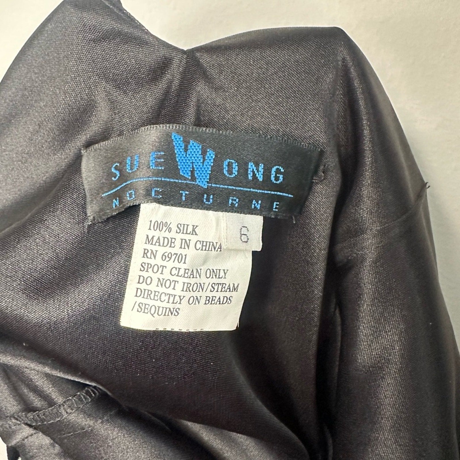 Sue Wong vintage silk beaded asymmetrical midi dress Y2K 90s style Fairycore