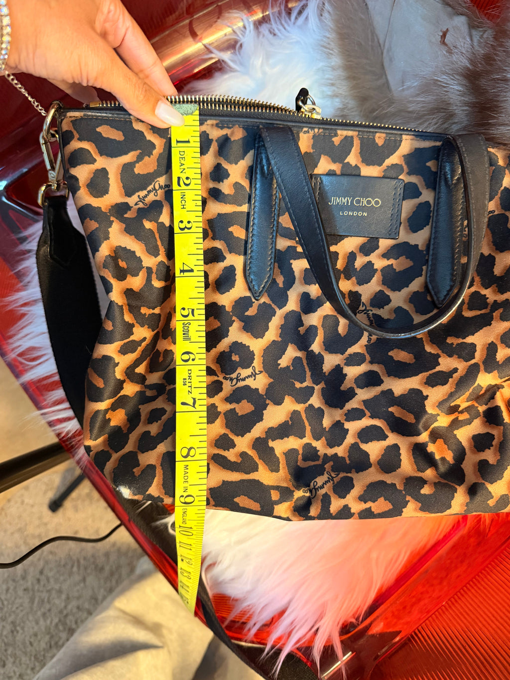 Jimmy Choo Candice Leopard Nylon Tote handbag