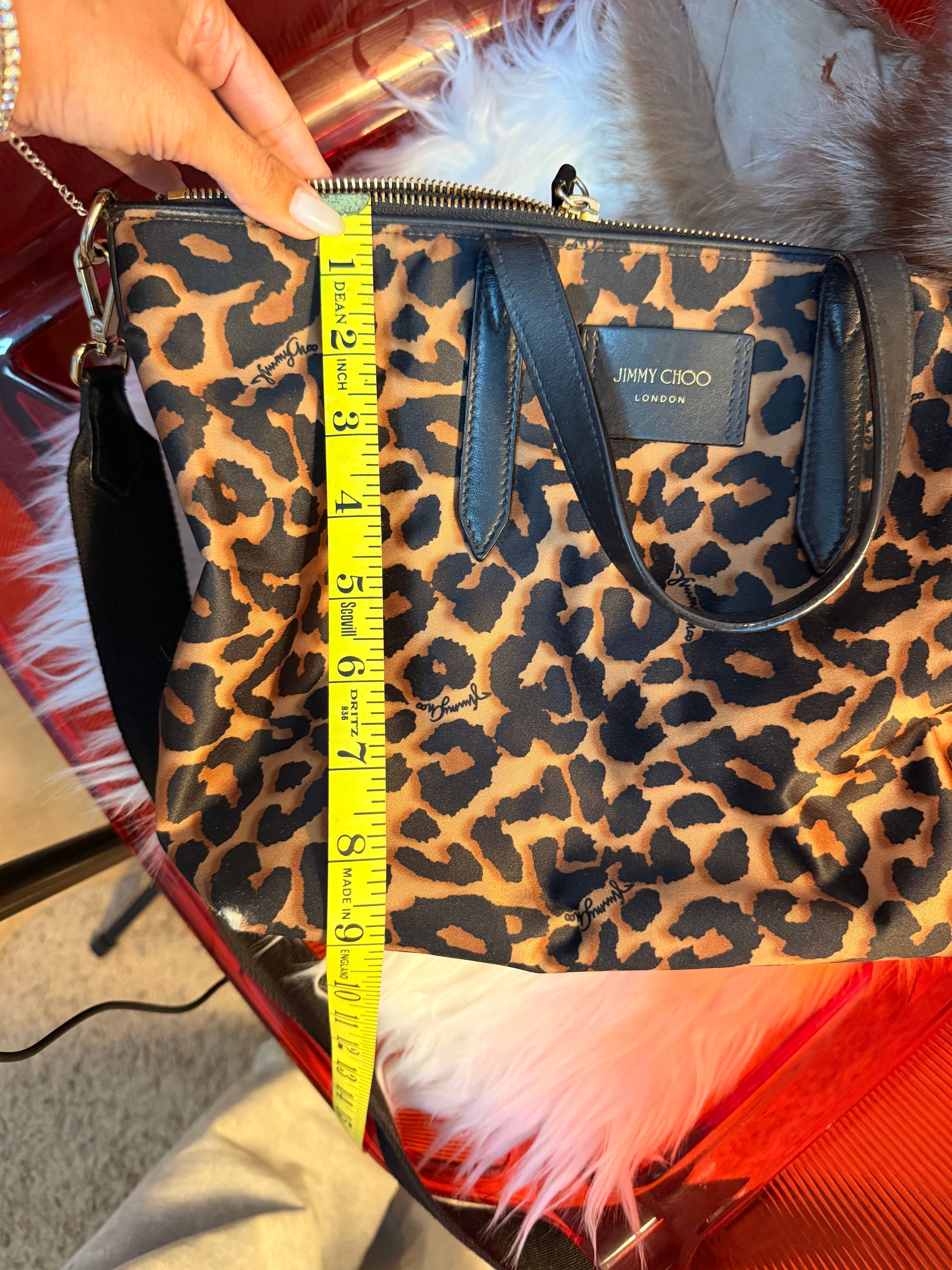 Jimmy Choo Candice Leopard Nylon Tote handbag