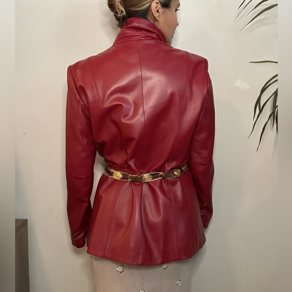Preston & York red Leather 90s jacket lambskin Medium