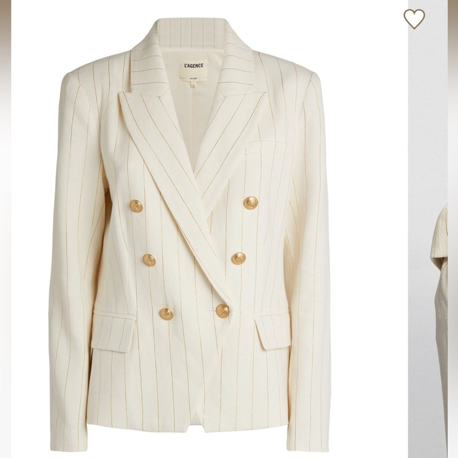 L’AGENCE Kenzie striped Blazer and Pilar striped pants LINEN SUIT set S, XS