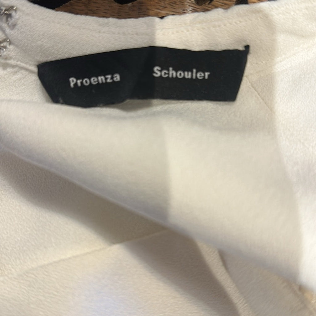White Crepe Proenza Schoeler wrap top size 6