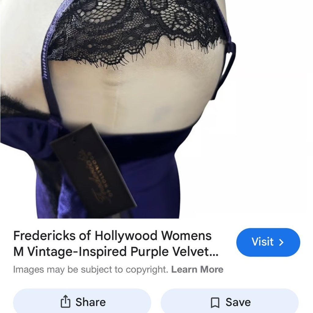 Vintage lingerie style lace maxi dress velvet purple, Frederick’s of Hollywood