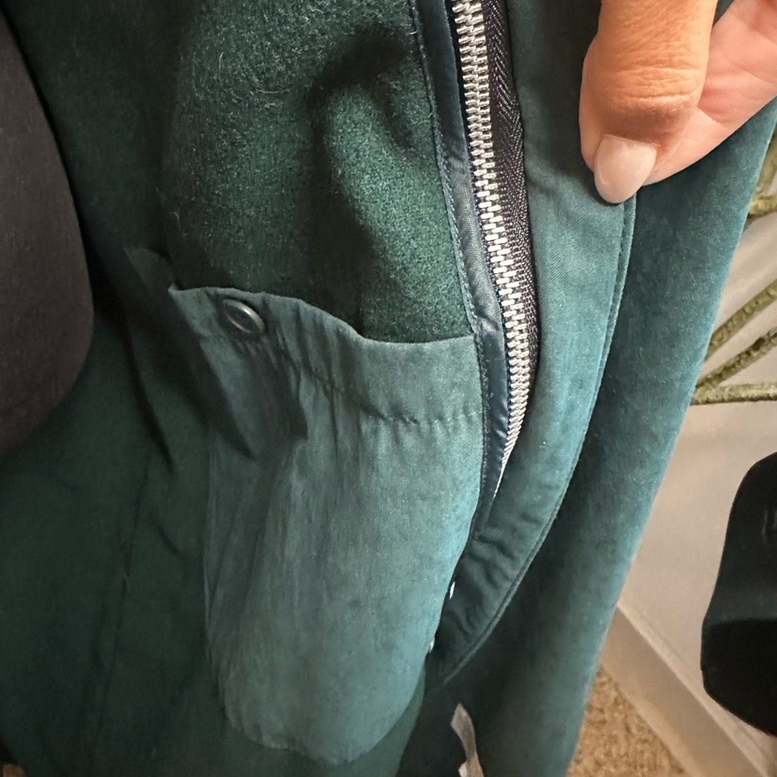 London fog, green suede, maxi, trenchcoat double breasted with belt 10