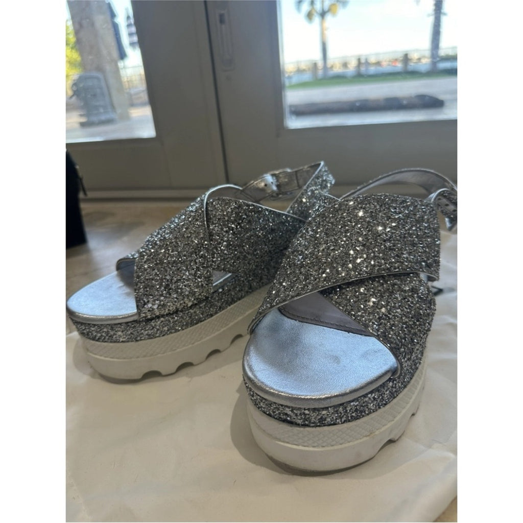 Miu Miu Silver Glitter Women's platform Sandals