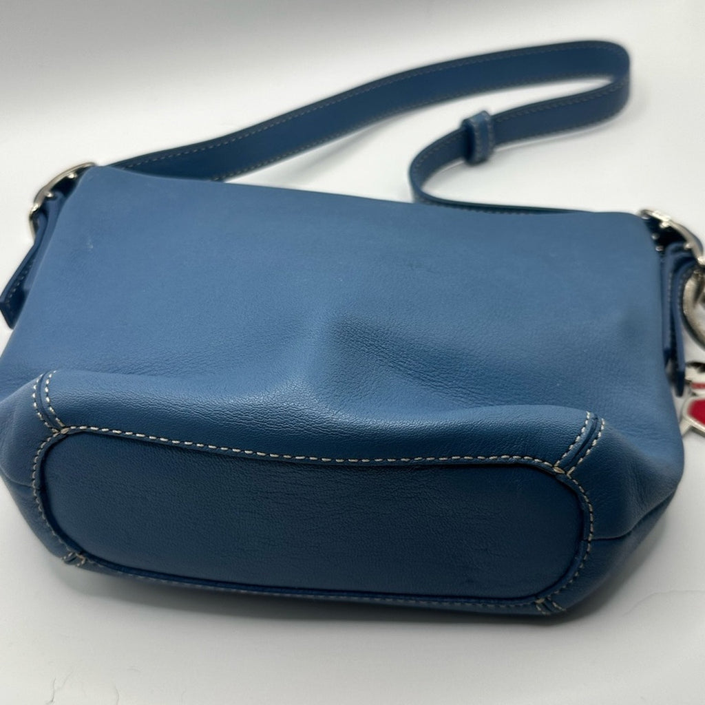 Vintage Y2K 90s Coach mini shoulder bag baby blue leather with charm