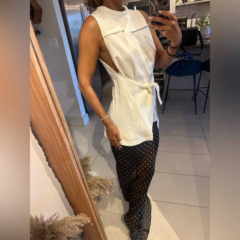 White Crepe Proenza Schoeler wrap top size 6