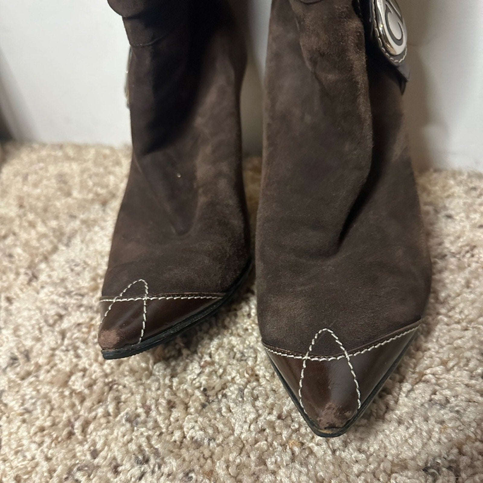 Vintage Christian Brown suede Dior boots 36.5 knee high western style boot