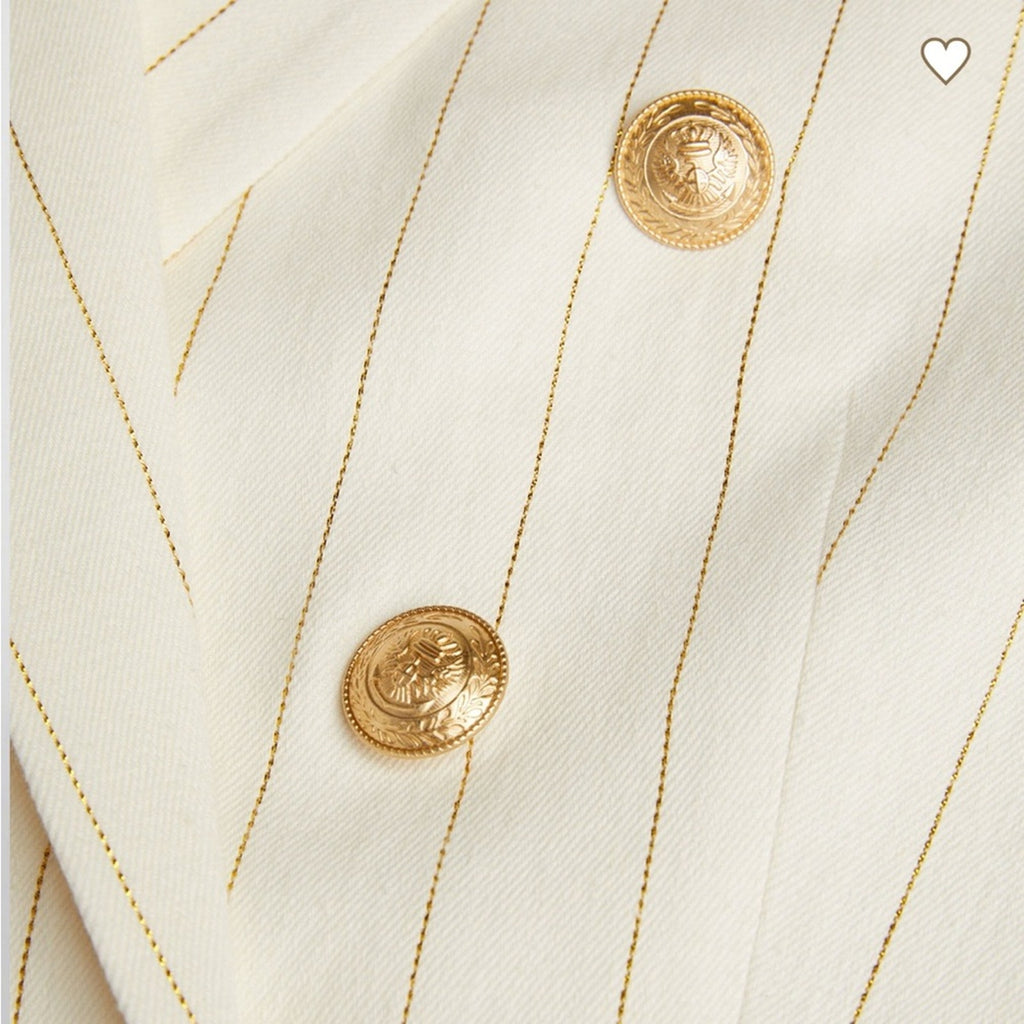 L’AGENCE Kenzie striped Blazer and Pilar striped pants LINEN SUIT set S, XS