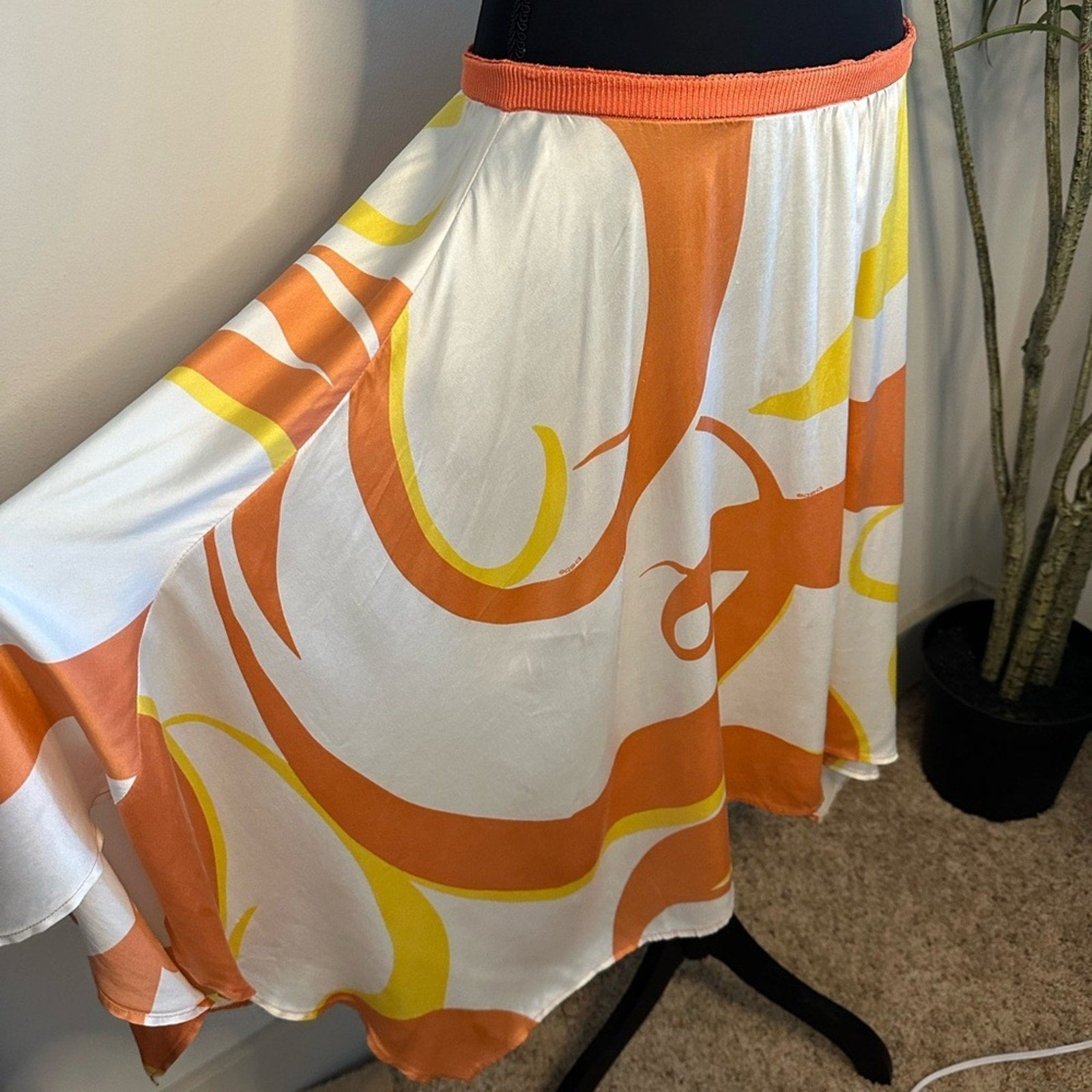 Vintage Bebe Silk asymmetrical drop waste midi skirt Y2K 2000s