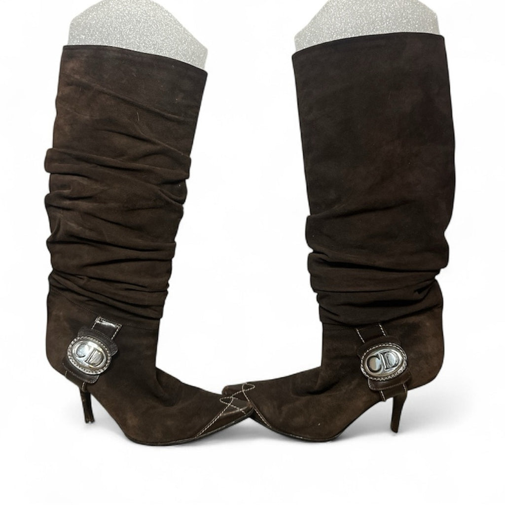Vintage Christian Brown suede Dior boots 36.5 knee high western style boot