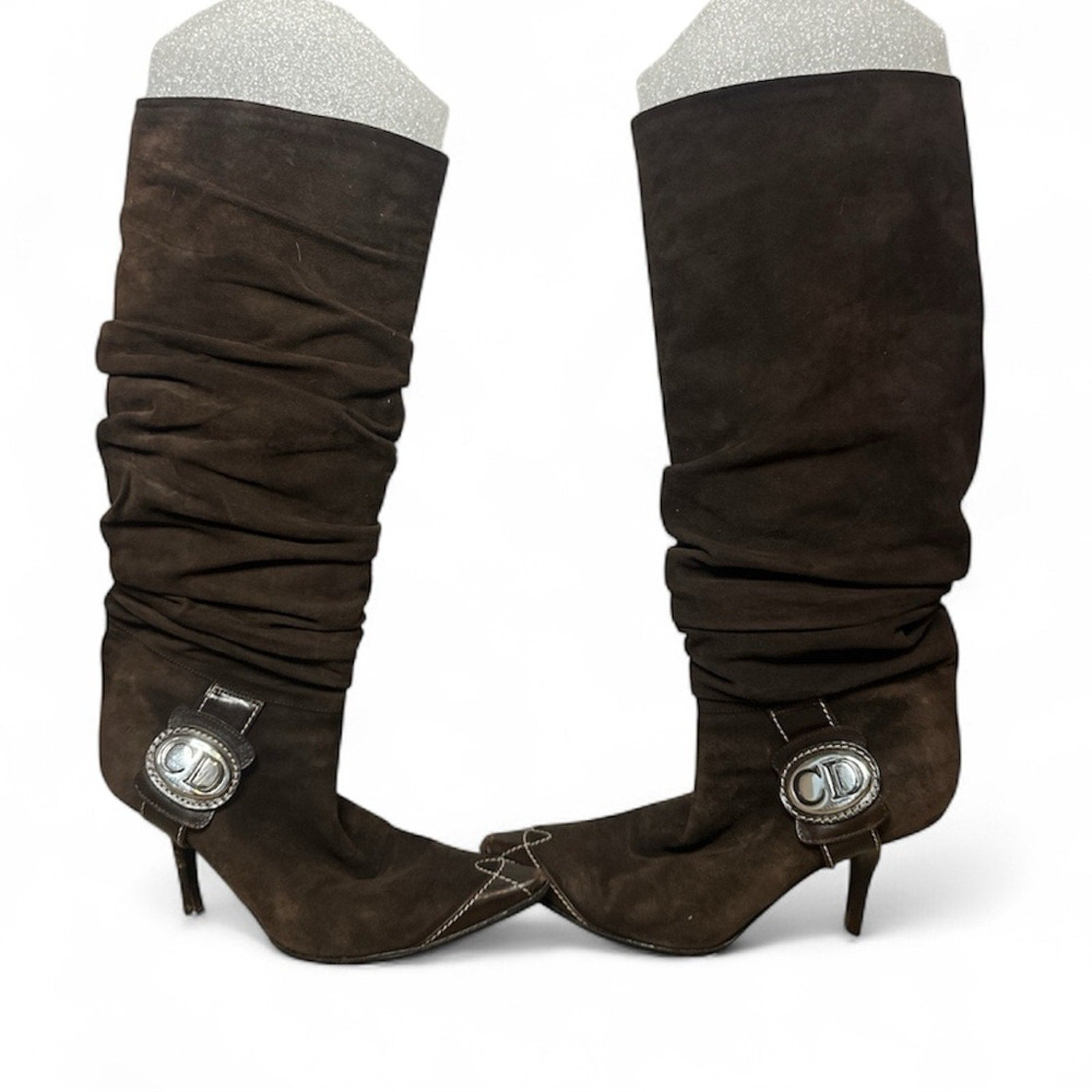 Vintage Christian Brown suede Dior boots 36.5 knee high western style boot