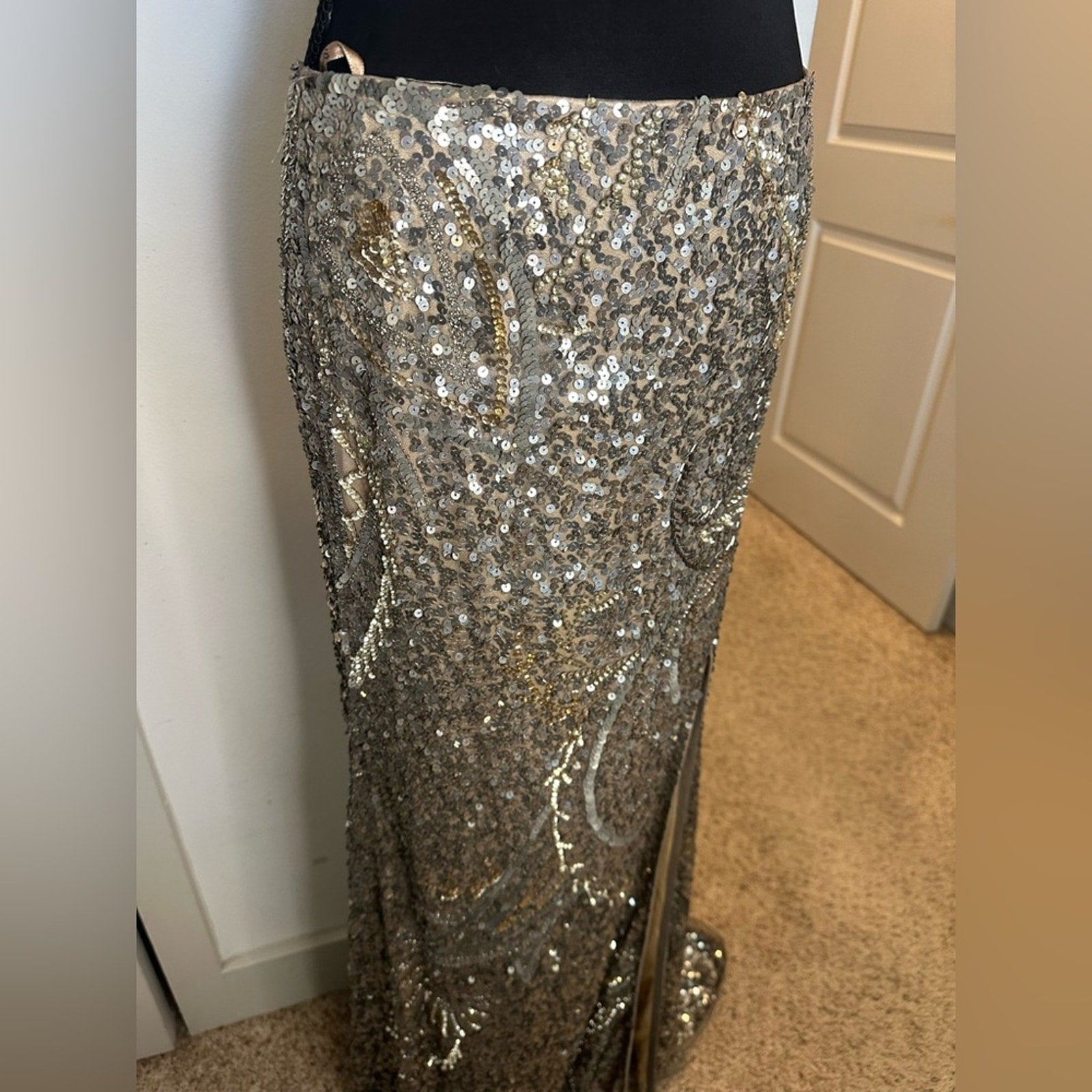 Vintage Scala sequin beaded maxi skirt evening dress size 2