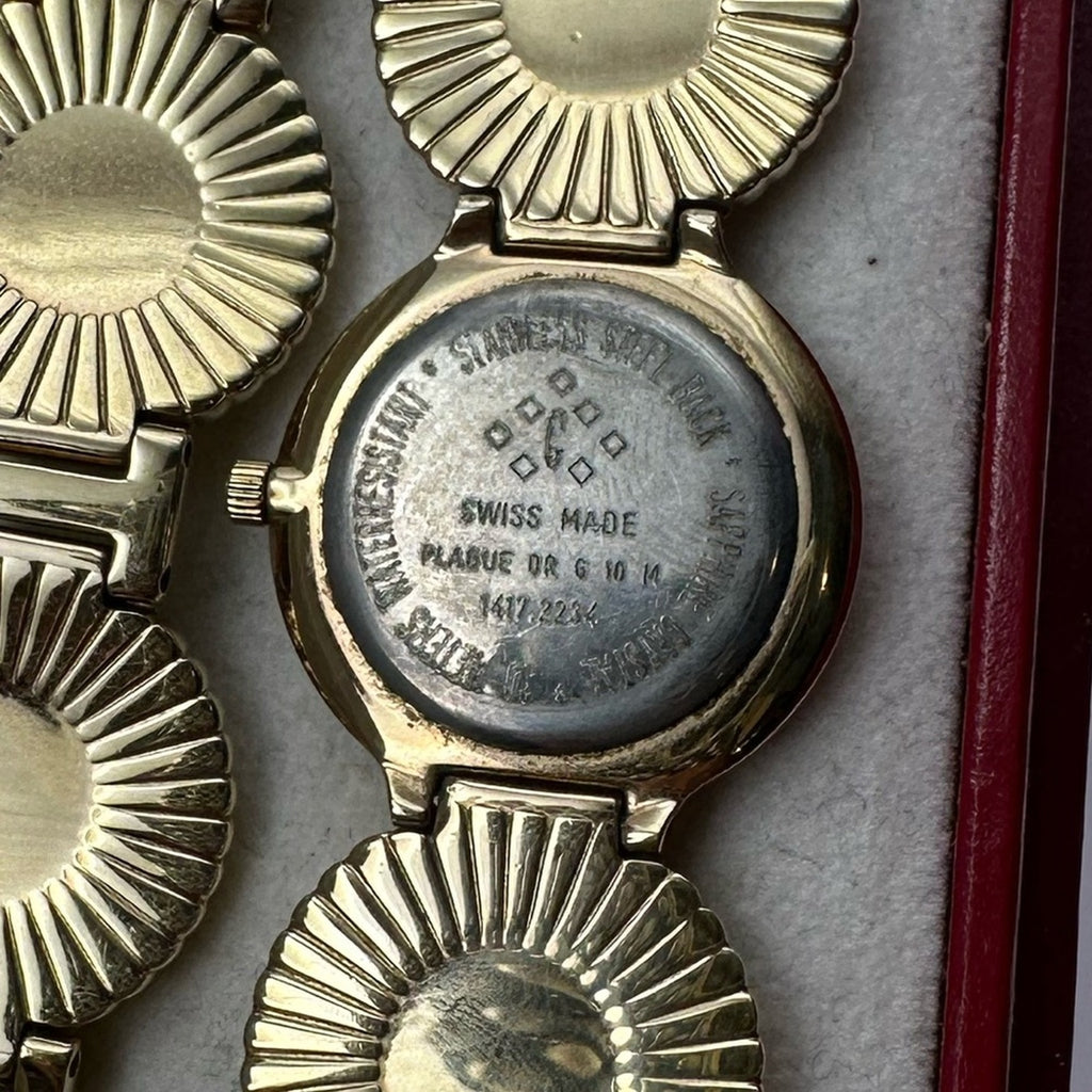 Vintage Girarducci 1960s gold plated jewel double bracelet watch stack sapphire