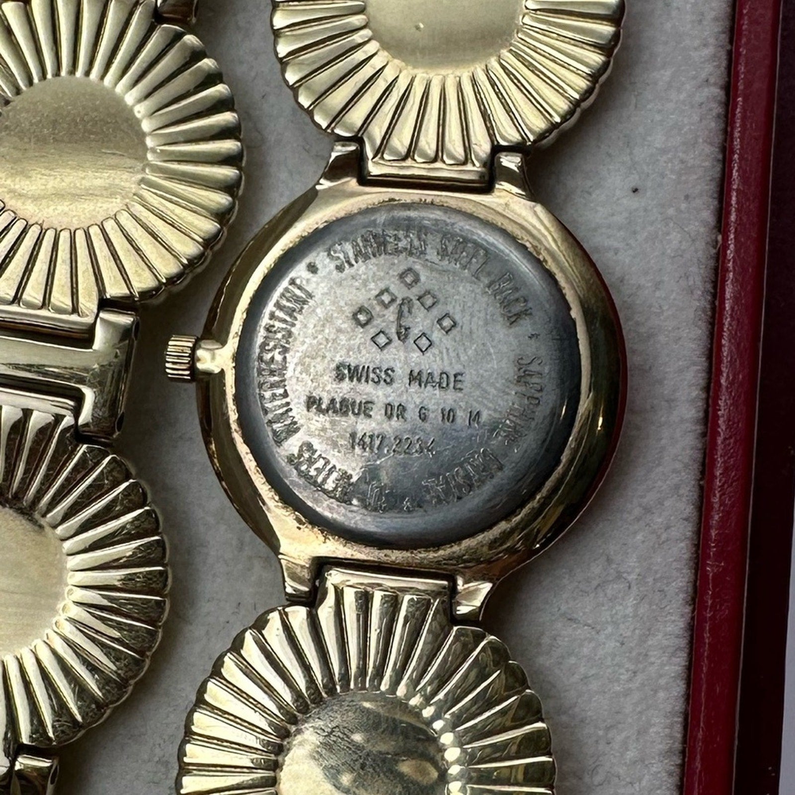 Vintage Girarducci 1960s gold plated jewel double bracelet watch stack sapphire