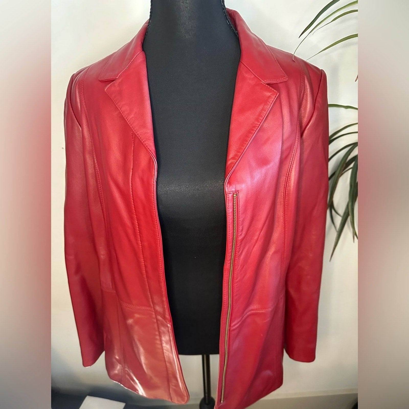 Preston & York red Leather 90s jacket lambskin Medium