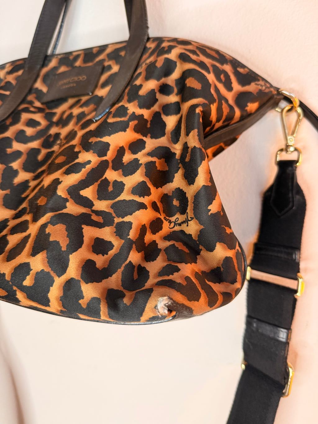 Jimmy Choo Candice Leopard Nylon Tote handbag