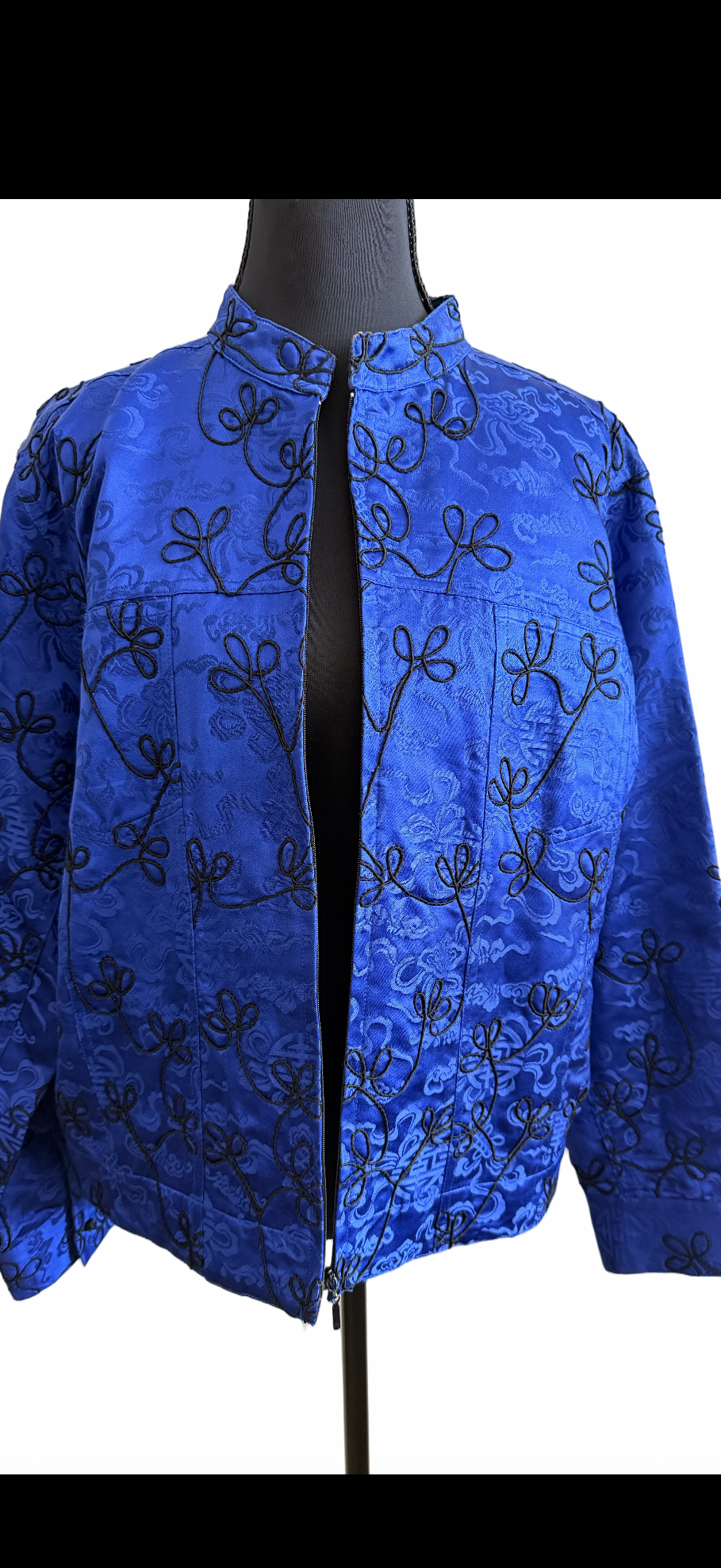 Vintage chicos Royal blue Asian tang Mandarin style jacket