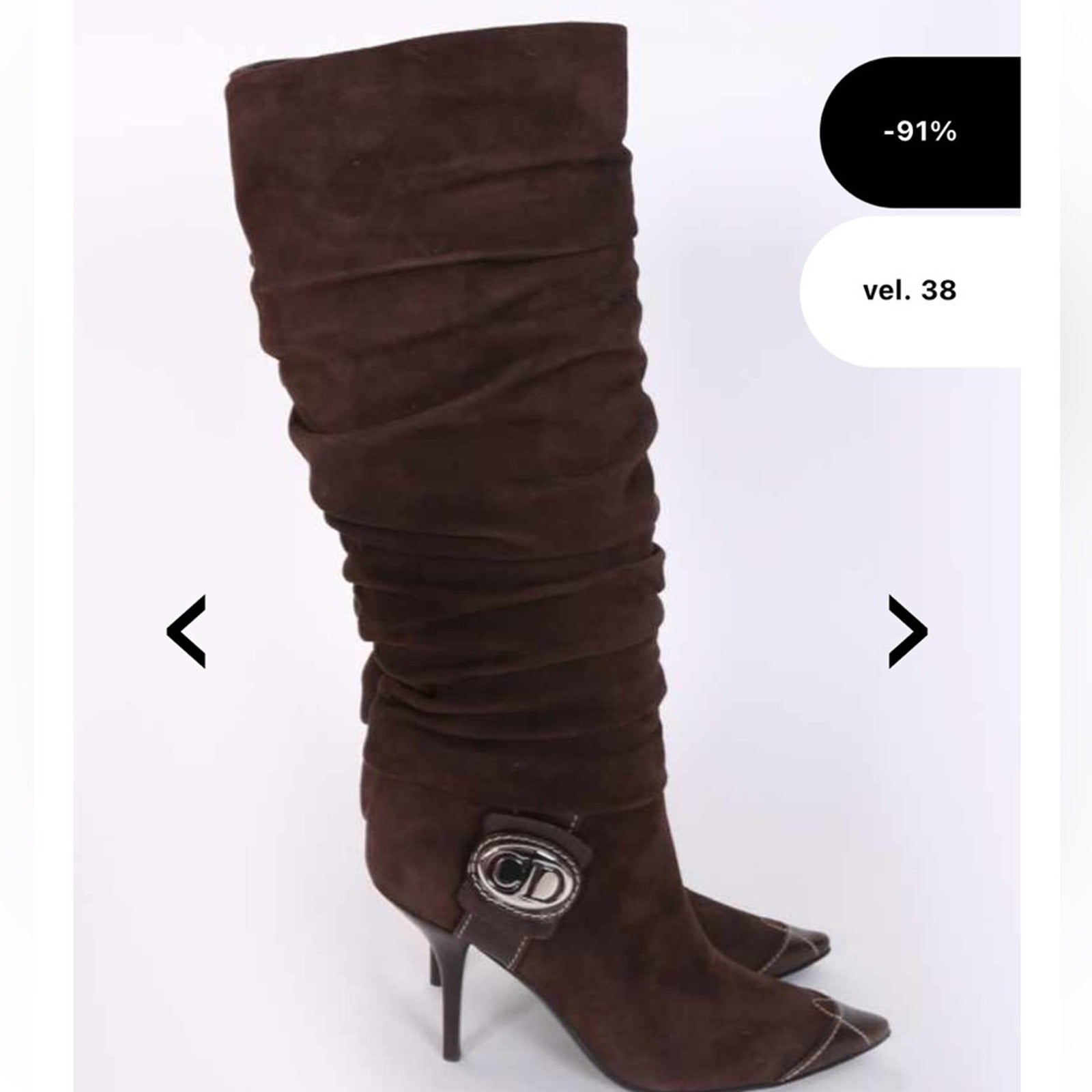 Vintage Christian Brown suede Dior boots 36.5 knee high western style boot