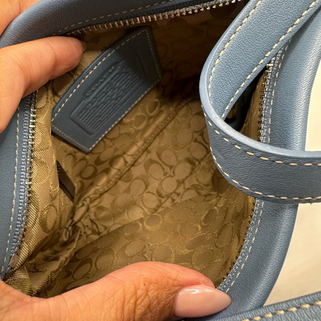 Vintage Y2K 90s Coach mini shoulder bag baby blue leather with charm