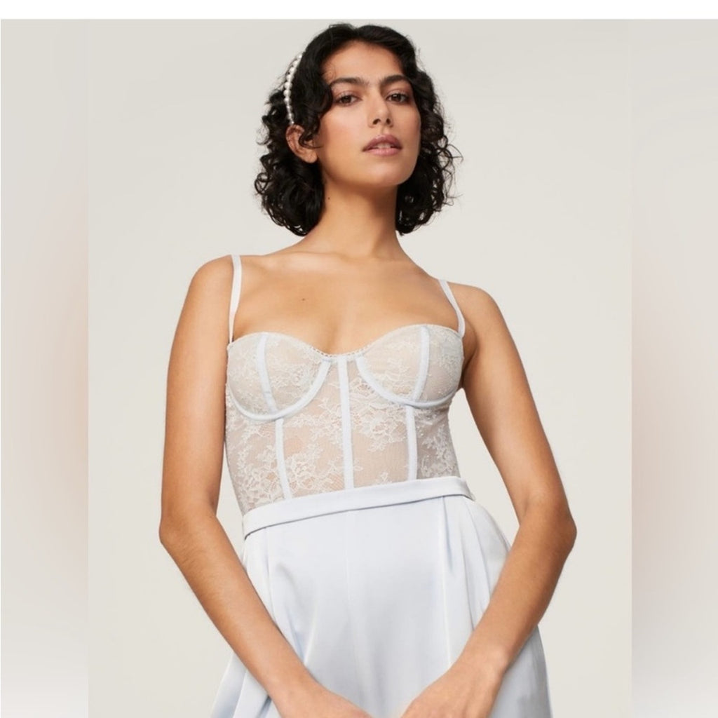 Katie May baby blue corset lace jumpsuit xs