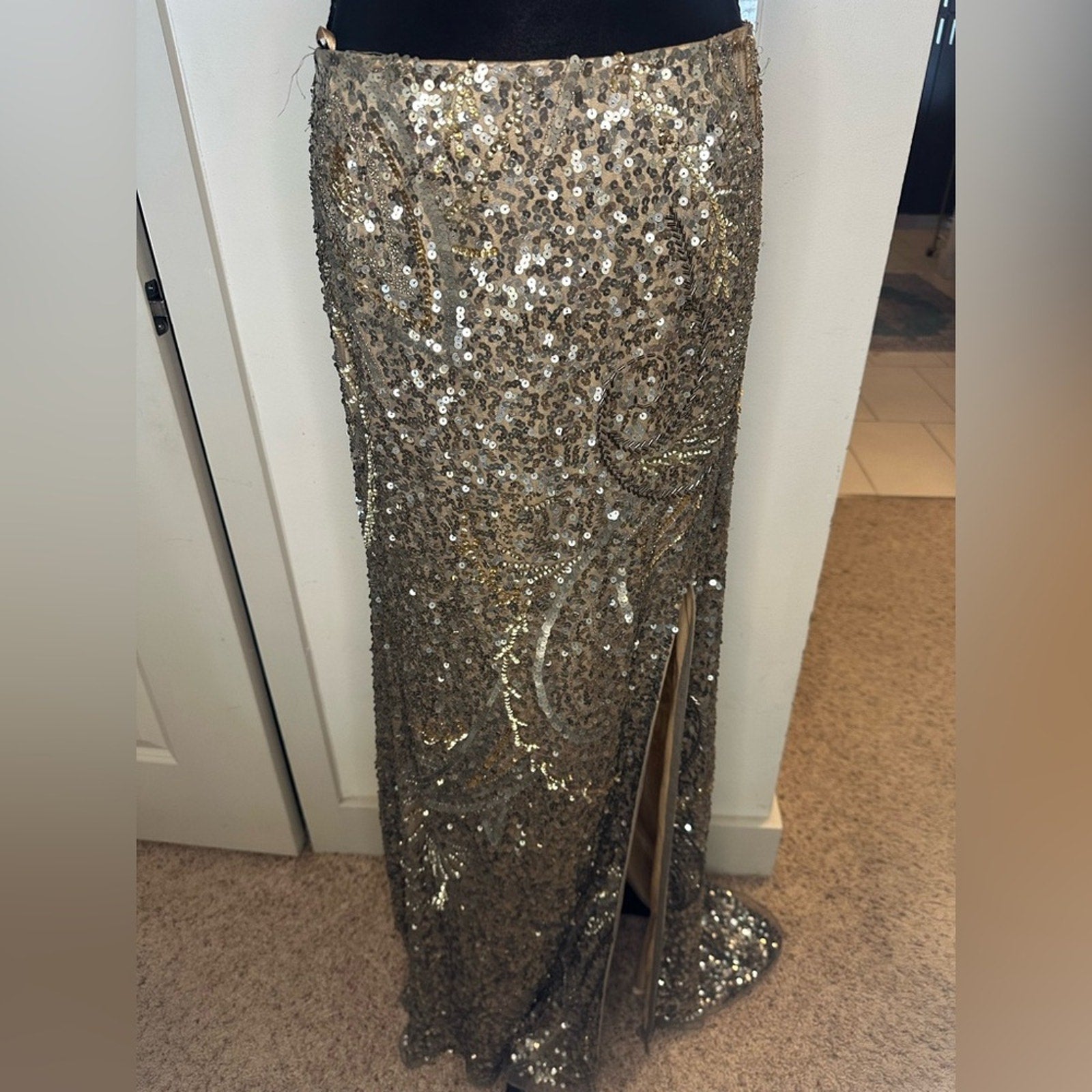 Vintage Scala sequin beaded maxi skirt evening dress size 2