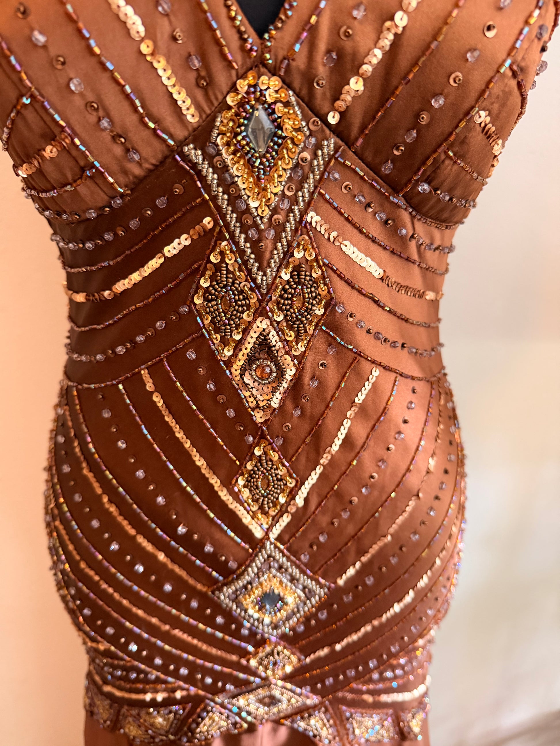 Sue Wong Silk beaded evening Gown