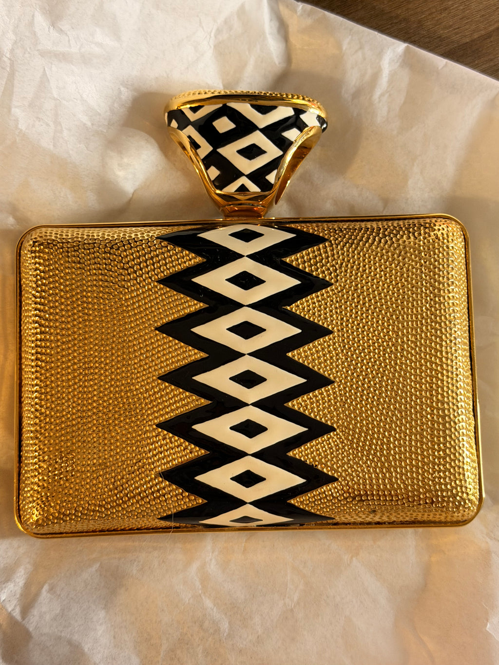 Tom Ford Gold Ring Clutch – Vintage Designer Statement Evening Bag | Luxury Secondhand Tom Ford Handbag