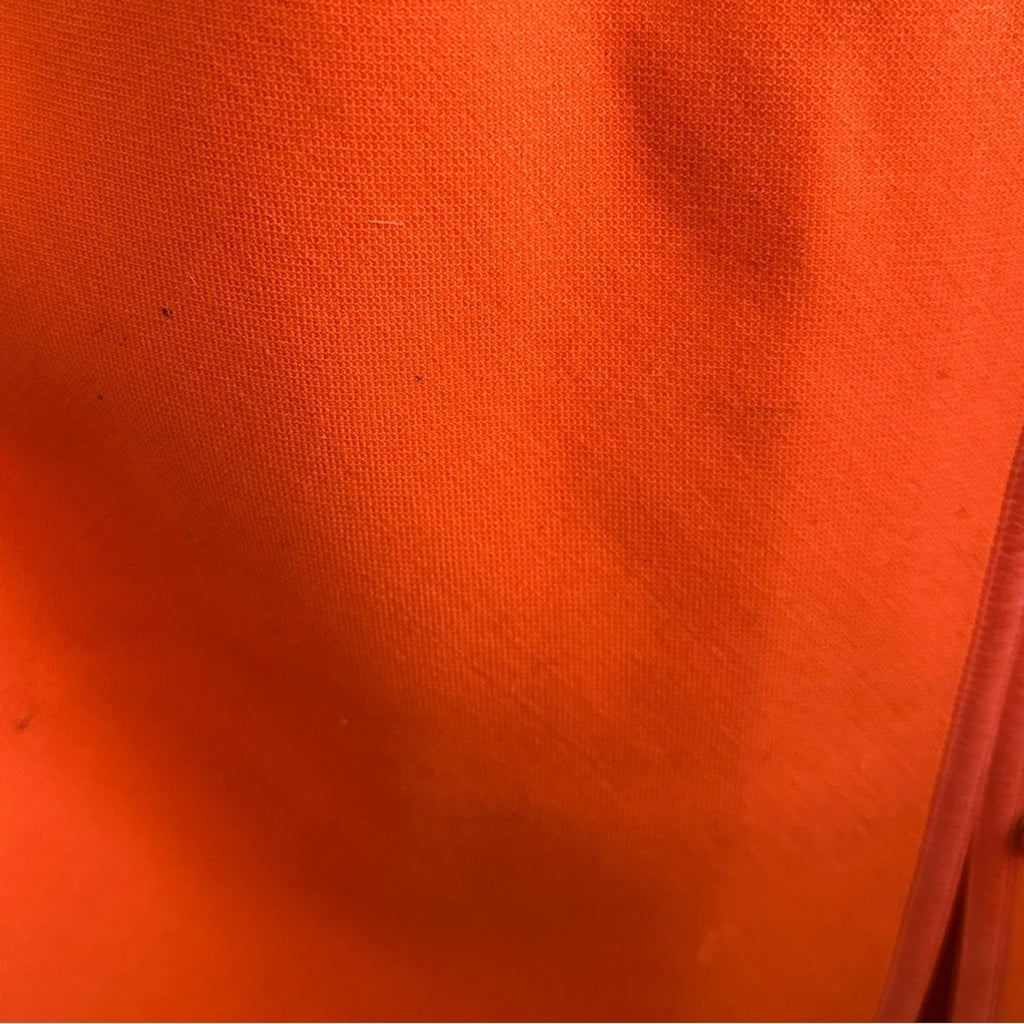 Vintage 1960 Andre Courreges orange wool maxi skirt leather trim high waist maxi