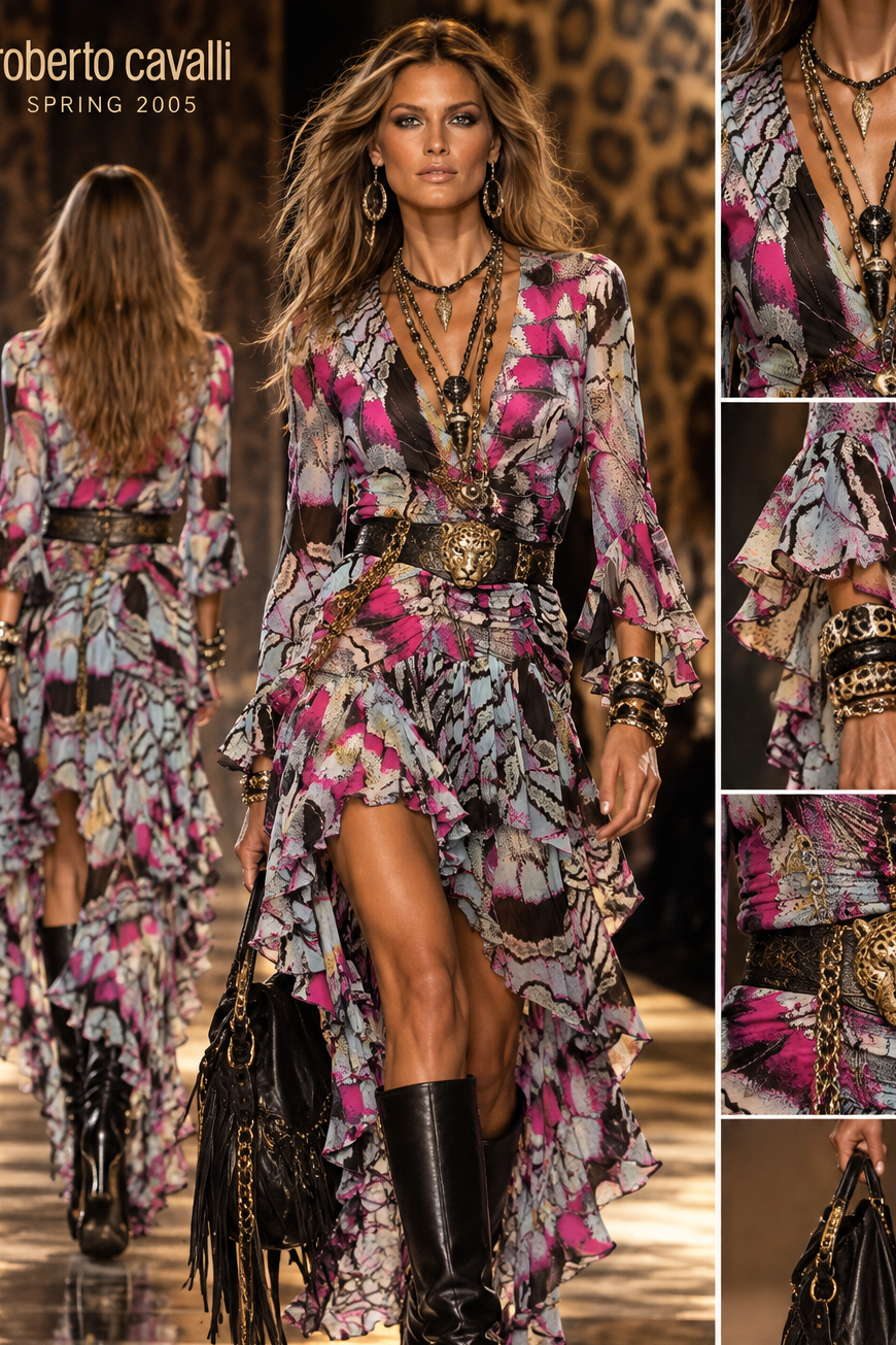 Roberto Cavalli ruffle high low dress