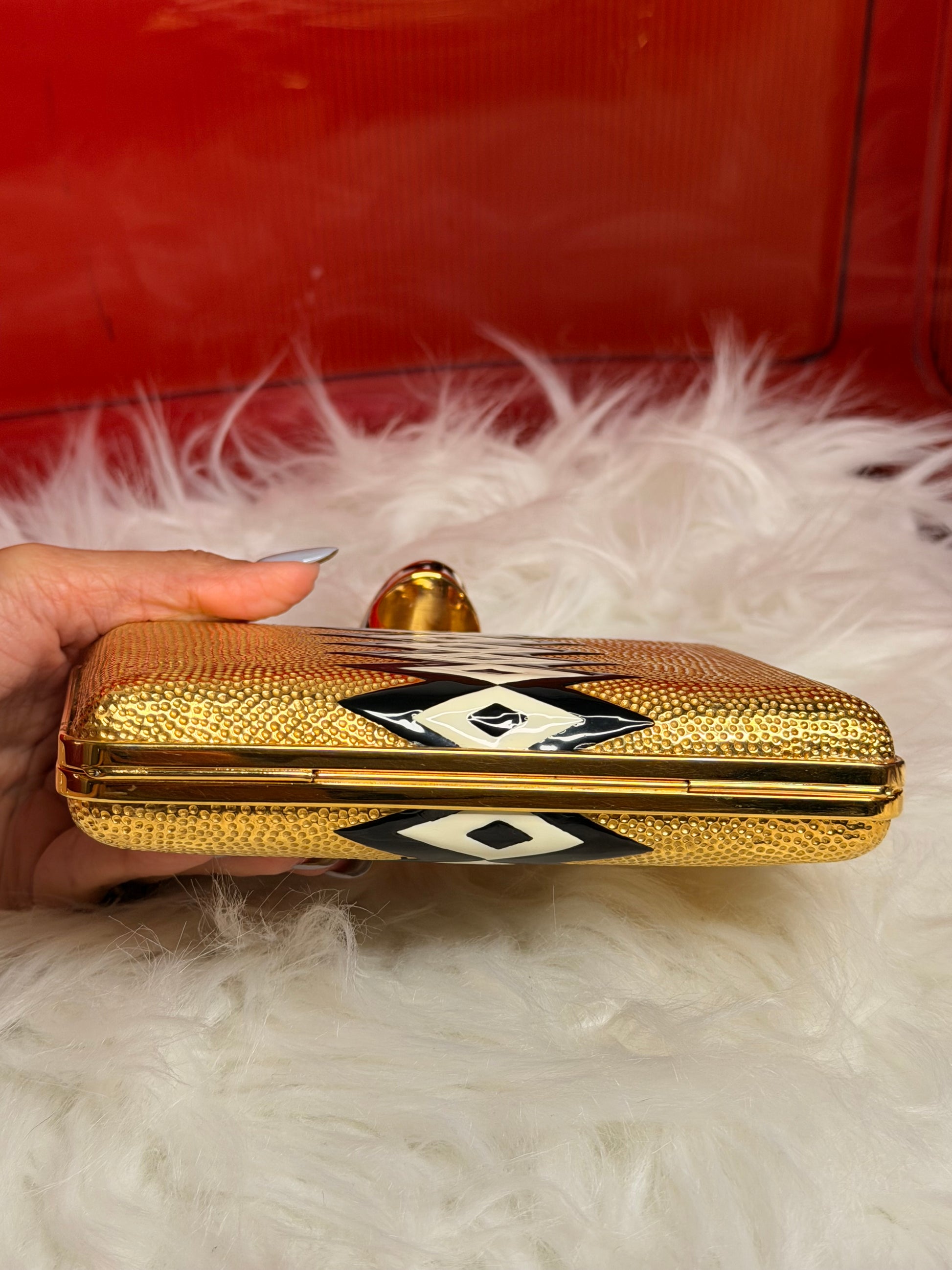 Tom Ford Gold Ring Clutch – Vintage Designer Statement Evening Bag | Luxury Secondhand Tom Ford Handbag
