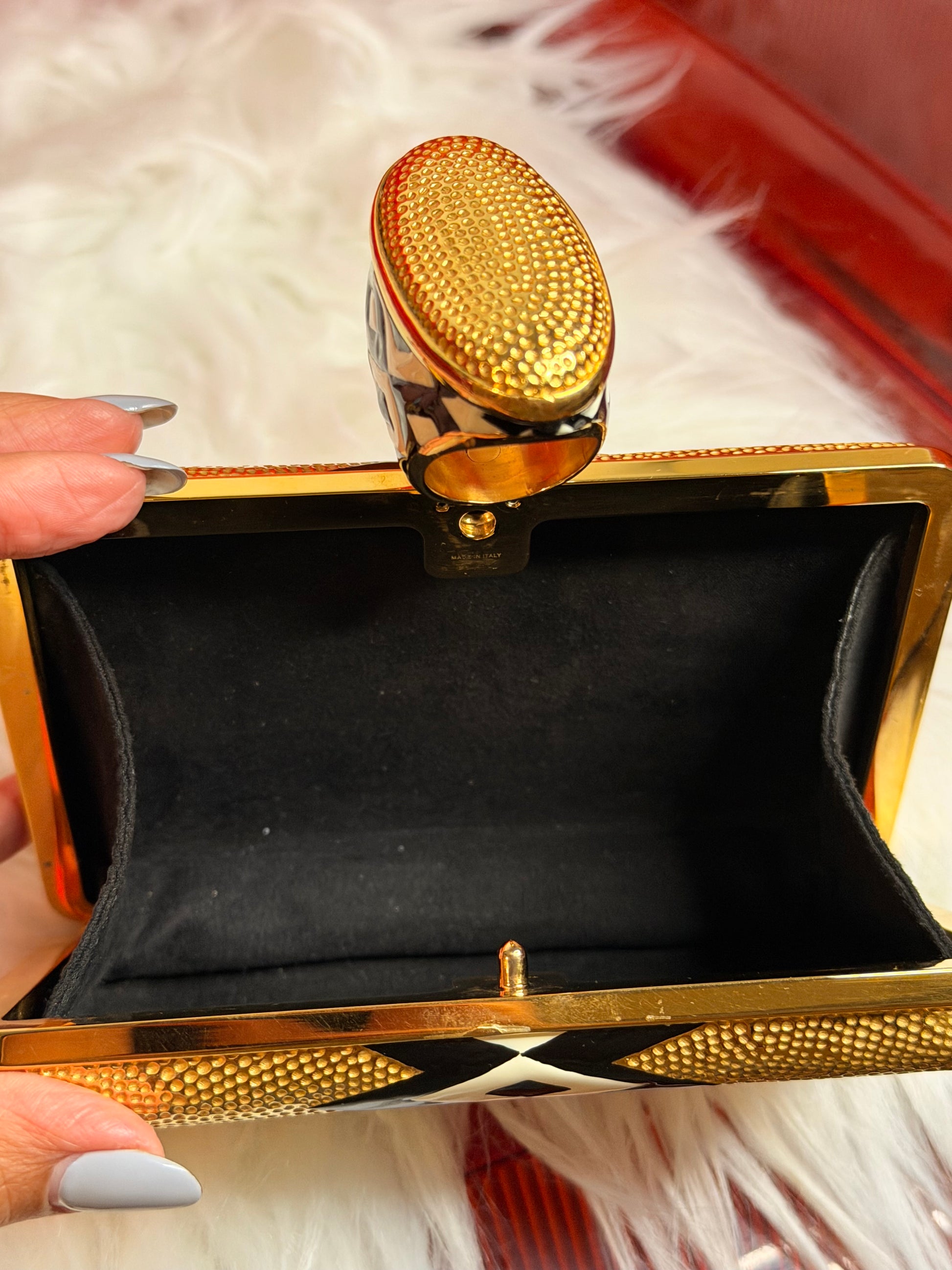 Tom Ford Gold Ring Clutch – Vintage Designer Statement Evening Bag | Luxury Secondhand Tom Ford Handbag