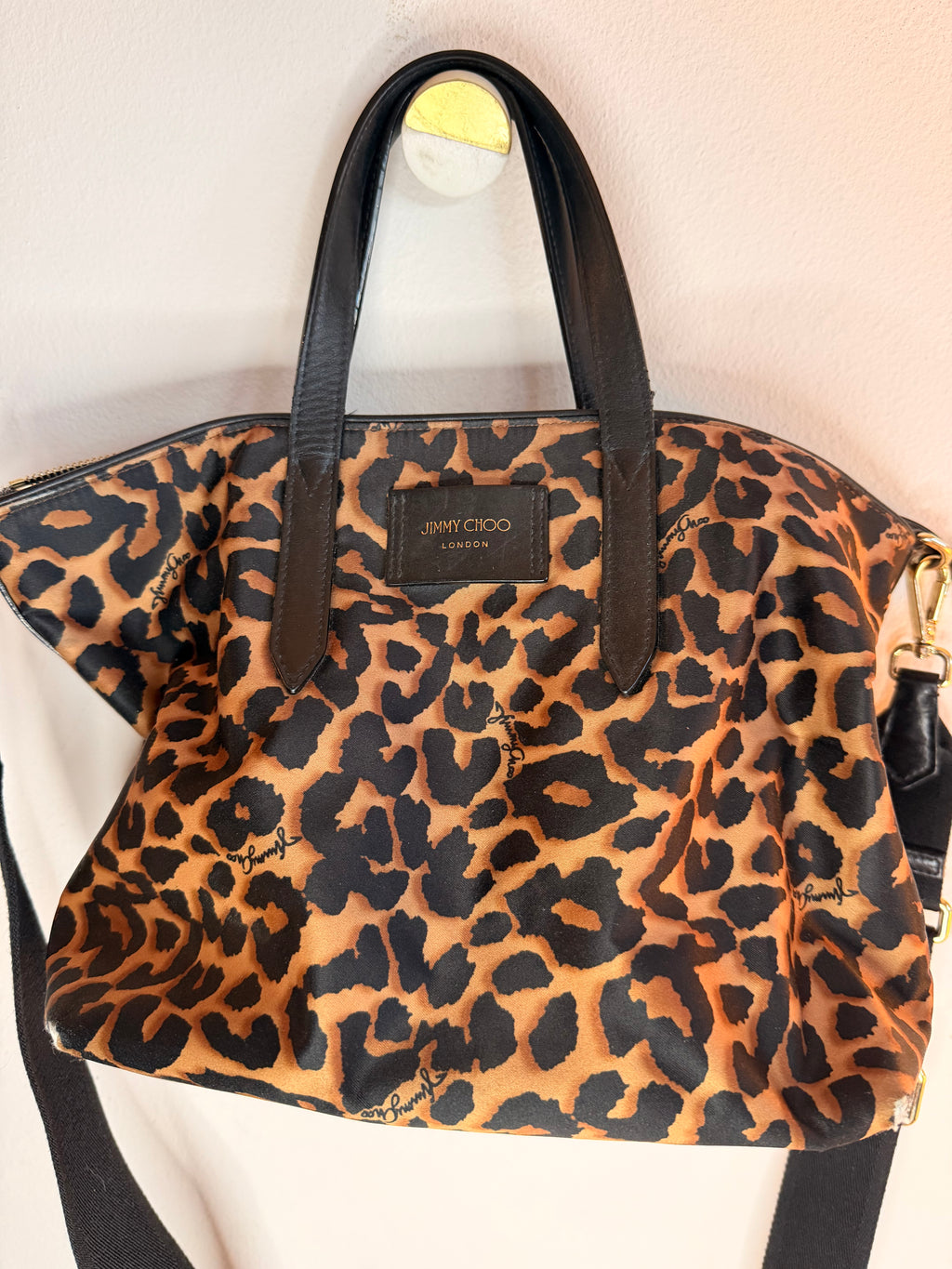 Jimmy Choo Candice Leopard Nylon Tote handbag