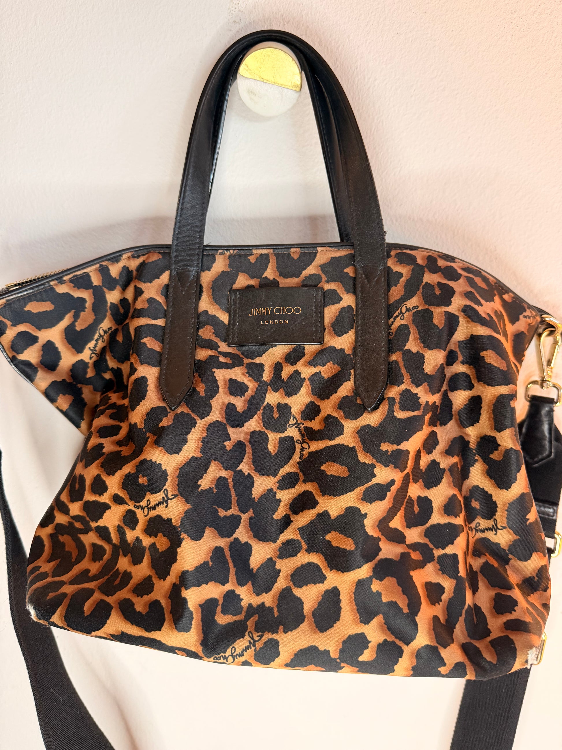Jimmy Choo Candice Leopard Nylon Tote handbag