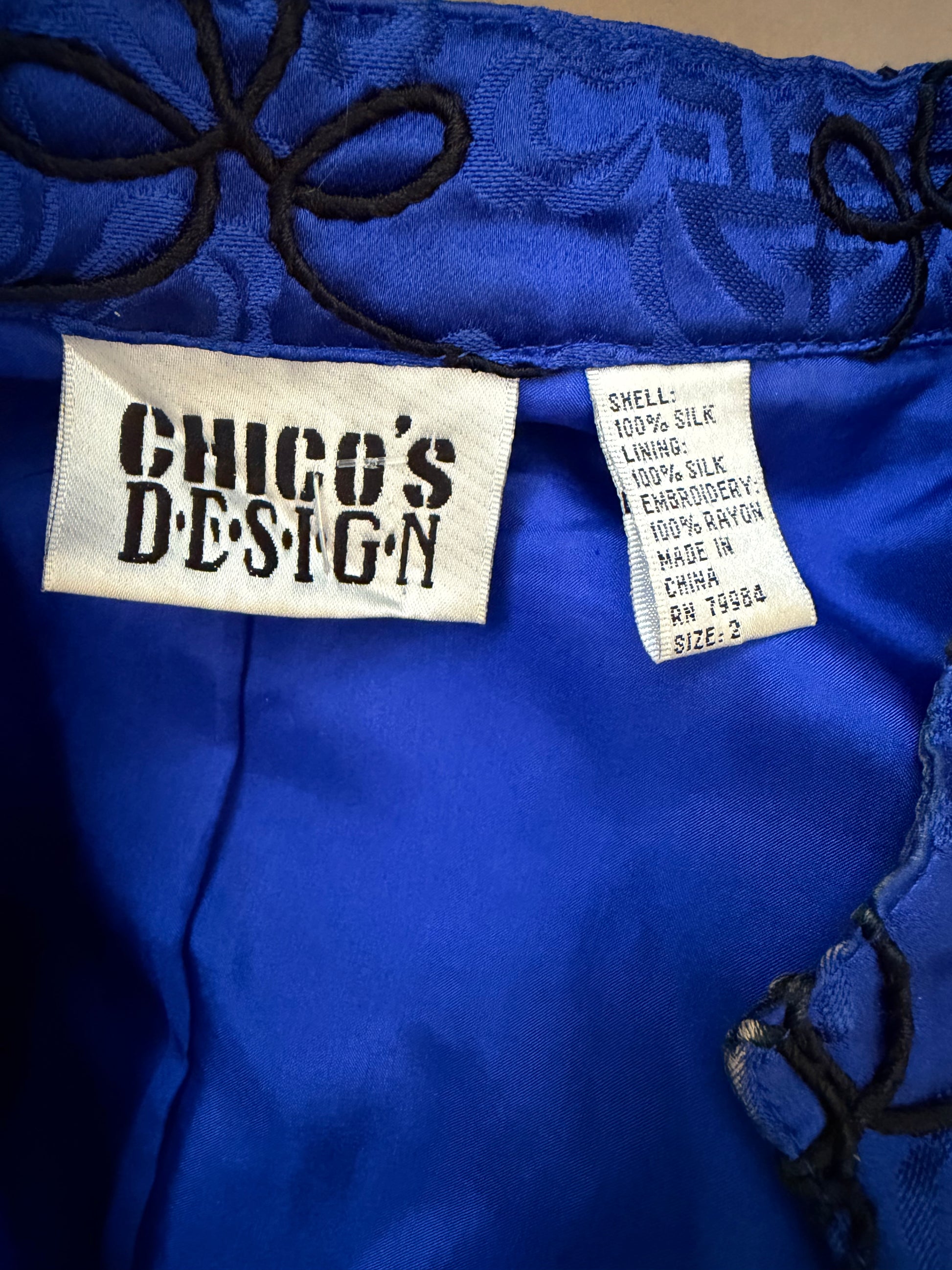 Vintage chicos Royal blue Asian tang Mandarin style jacket