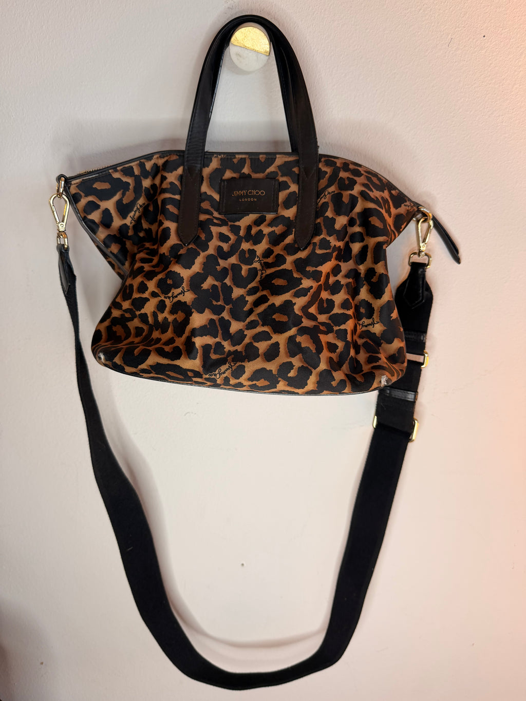 Jimmy Choo Candice Leopard Nylon Tote handbag