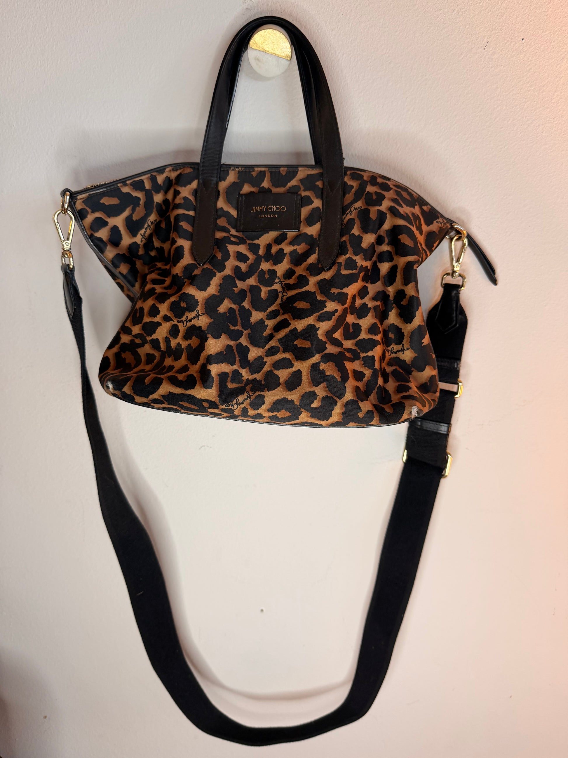 Jimmy Choo Candice Leopard Nylon Tote handbag
