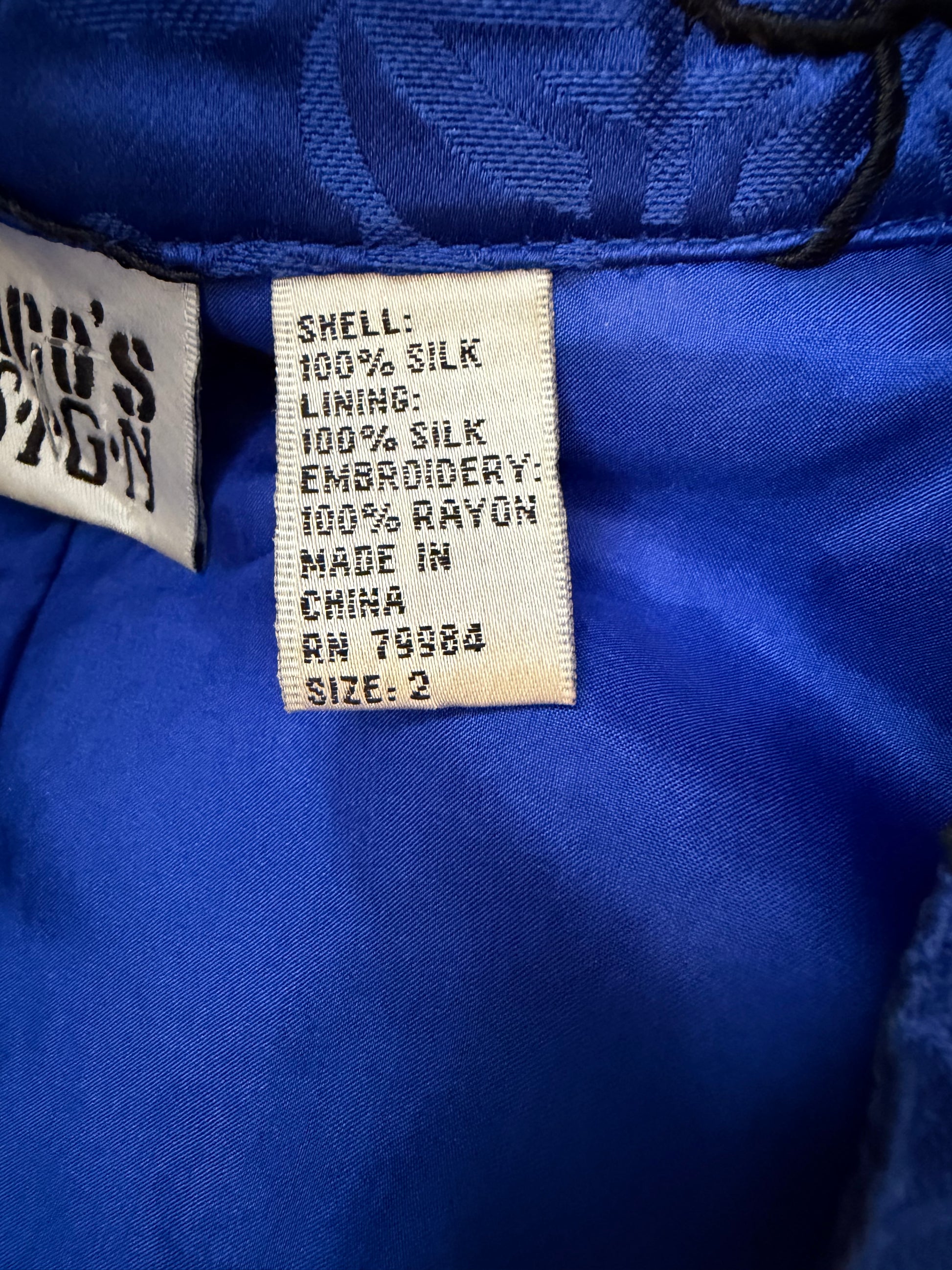 Vintage chicos Royal blue Asian tang Mandarin style jacket