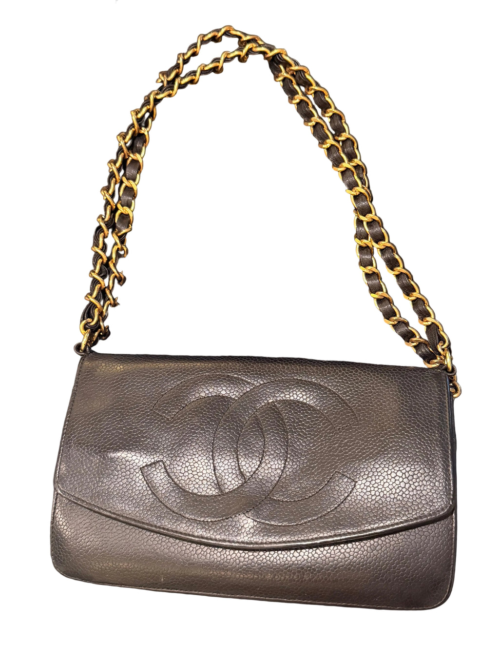 Chanel 1980s wallet on chain caviar leather