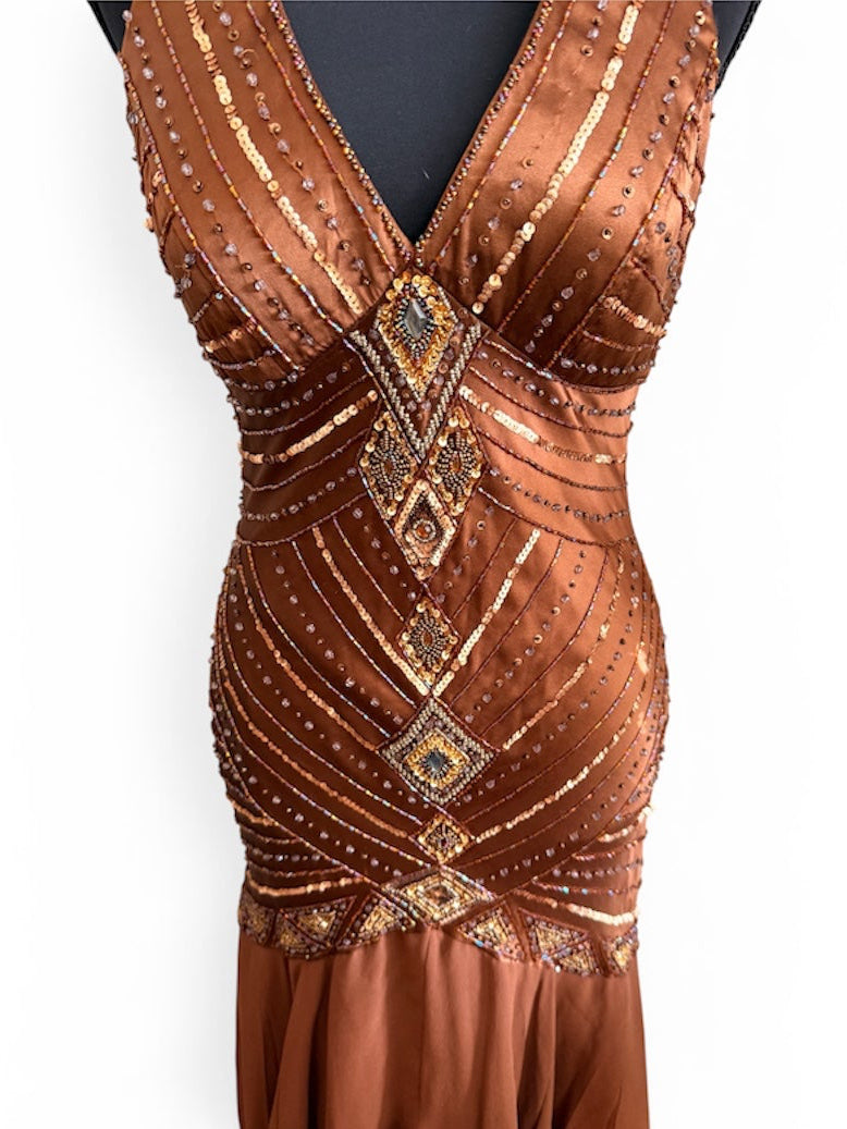 Sue Wong Silk beaded evening Gown