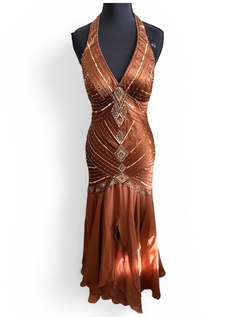 Sue Wong Silk beaded evening Gown