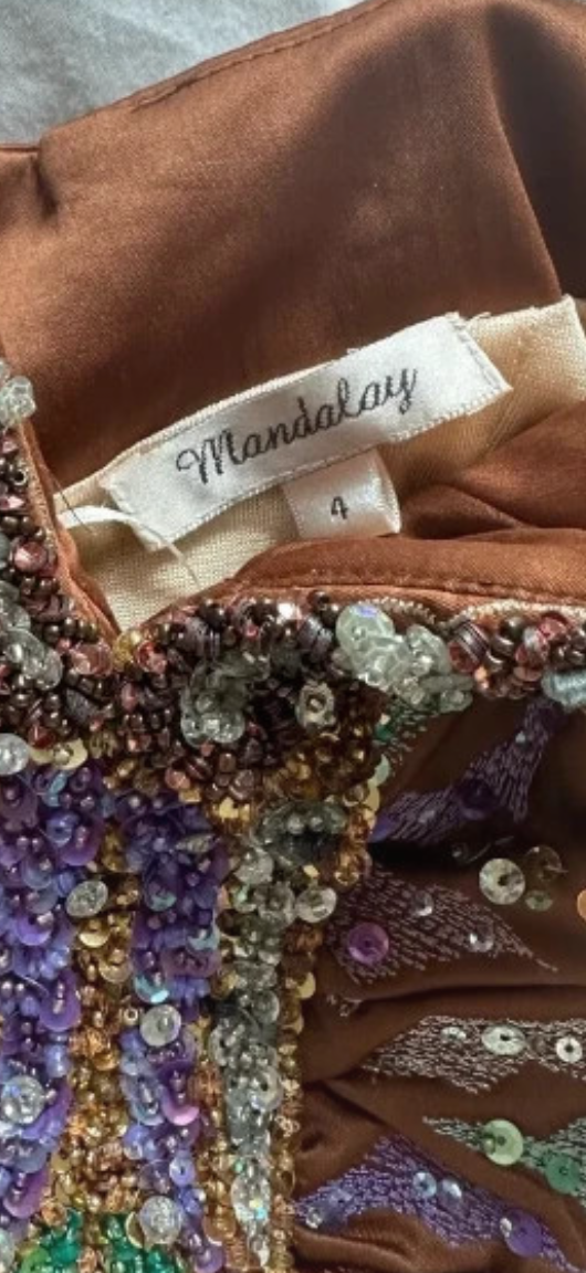 Mandalay satin embellished top size 4