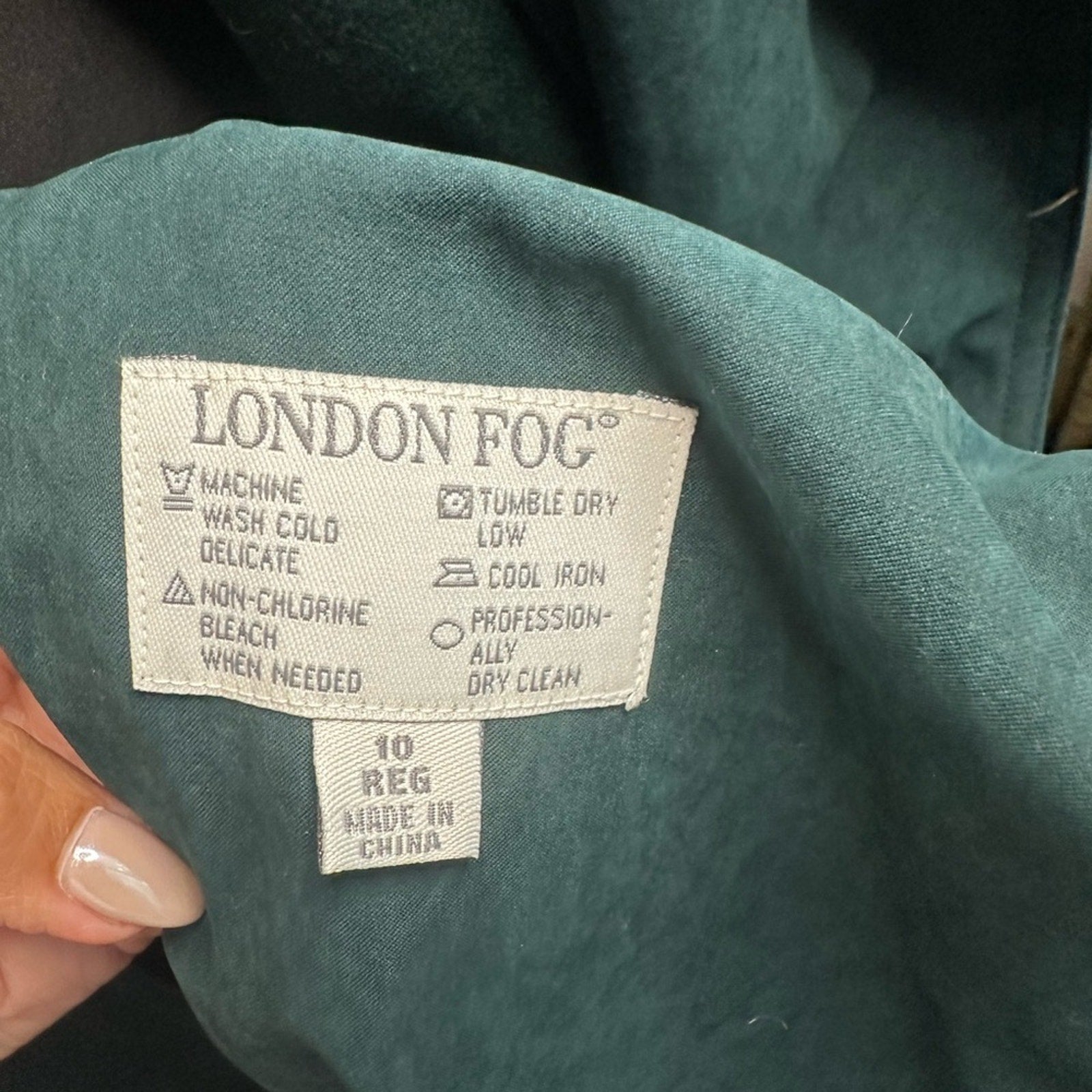 London fog, green suede, maxi, trenchcoat double breasted with belt 10