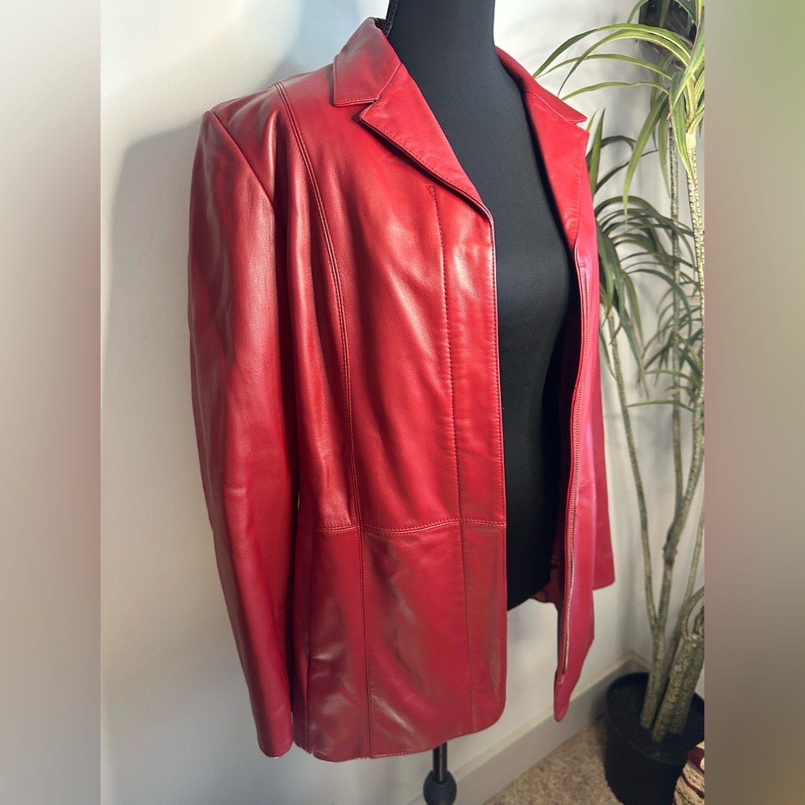 Preston & York red Leather 90s jacket lambskin Medium