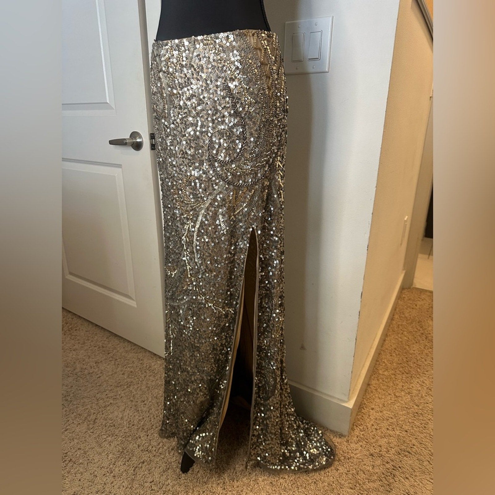 Vintage Scala sequin beaded maxi skirt evening dress size 2